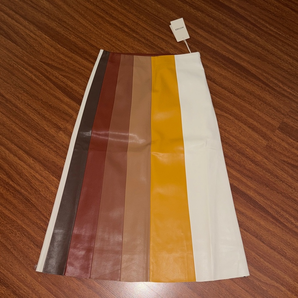 NWT MOTHER The Bits And Pieces Skirt Faux Leather Multicolored Size M 70s - Picture 5 of 16